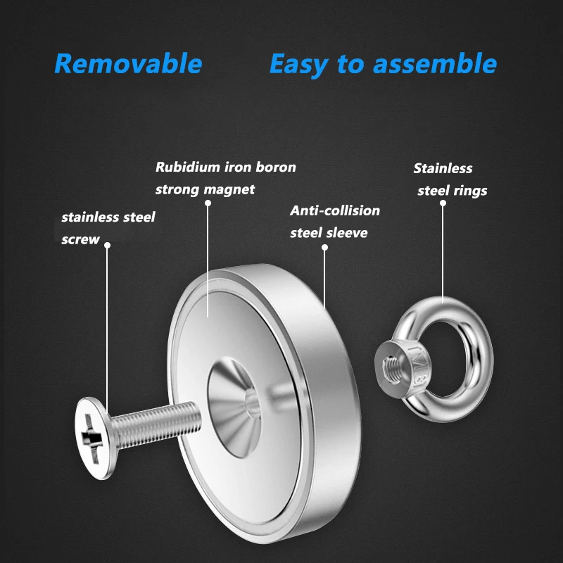 D20 - D90 Search Magnet Ultra Strong Neodymium Magnets Fishing Strong Magnetic Rings Powerful Salvage Magnet Rare Earth Magnets