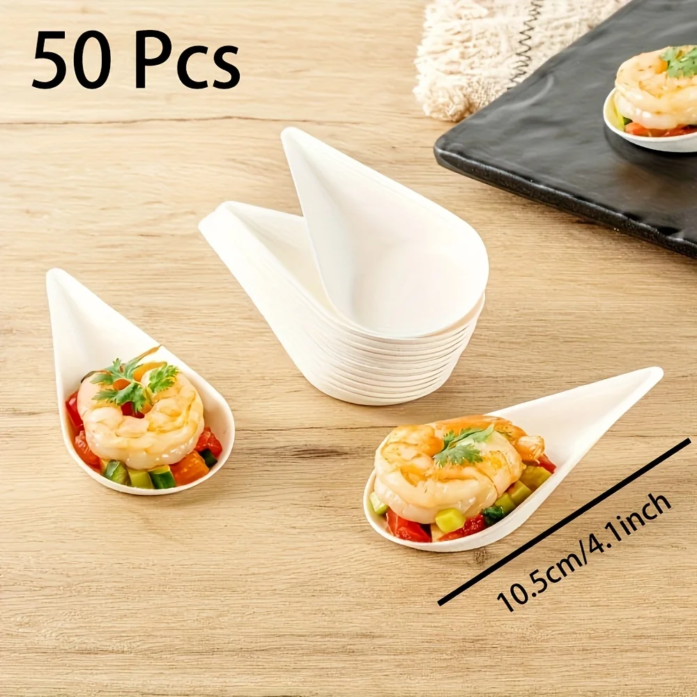 Disposable Paper Dessert Plates – High-Quality Water Drop Shaped Serving Trays – Eco-Fr... - SKU DPP12329 - UGI Packaging