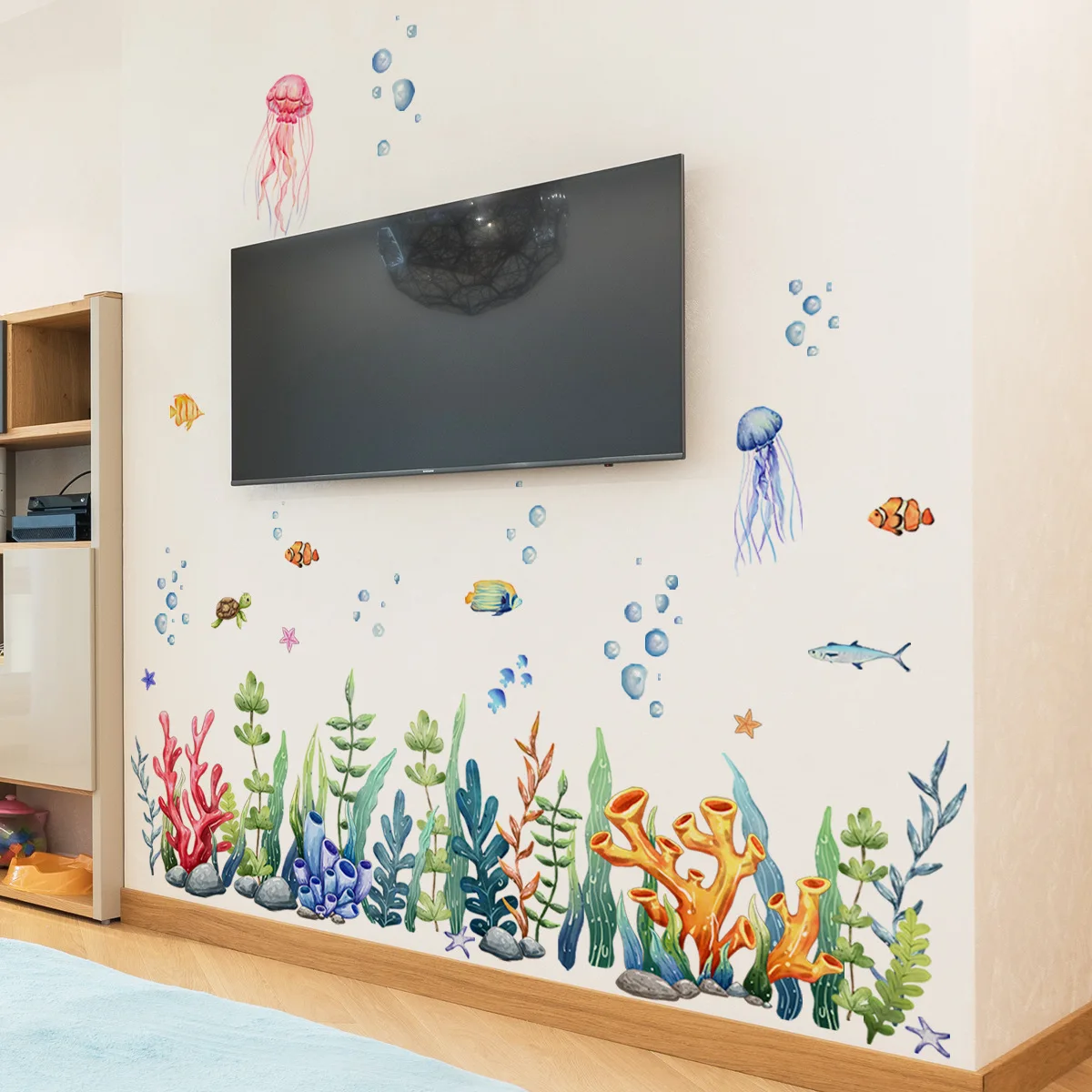 

Cartoon Fishes Bubble Under Water Sealife Wall Sticker For Kids Room Bathroom Baseboard Decoration Scenery Mural Art Home Decals