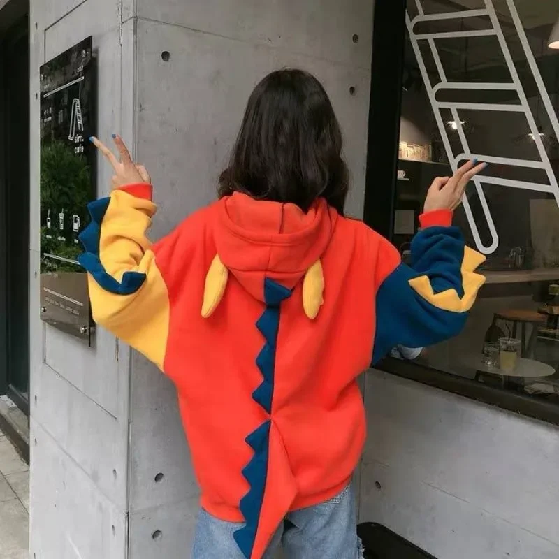 Strange Girl Kawaii Dinosaur Hoodies Sweatshirts 2023 Women Harajuku Loose Casual Cute Cosplay Pullovers Spring Fleece Hoodies