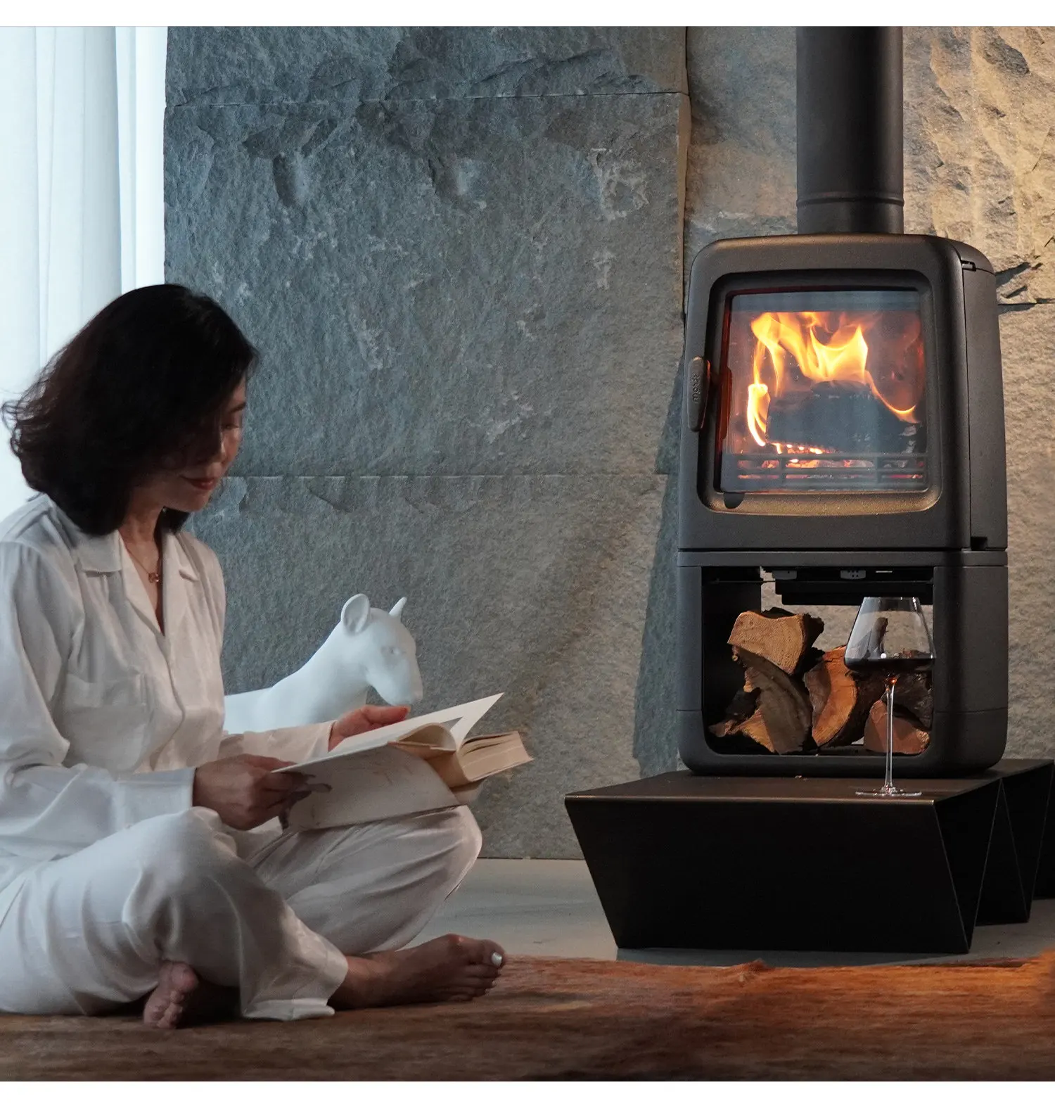 เตาผิงเหล็กหล่อแบบใช้ฟืนสำหรับบ้านพักตากอากาศ วิลล่า หรือบ้านพักที่ทันสมัย ให้ความอบอุ่นภายในอาคารด้วยการเผาไหม้ฟืนอย่างแท้จริง 1