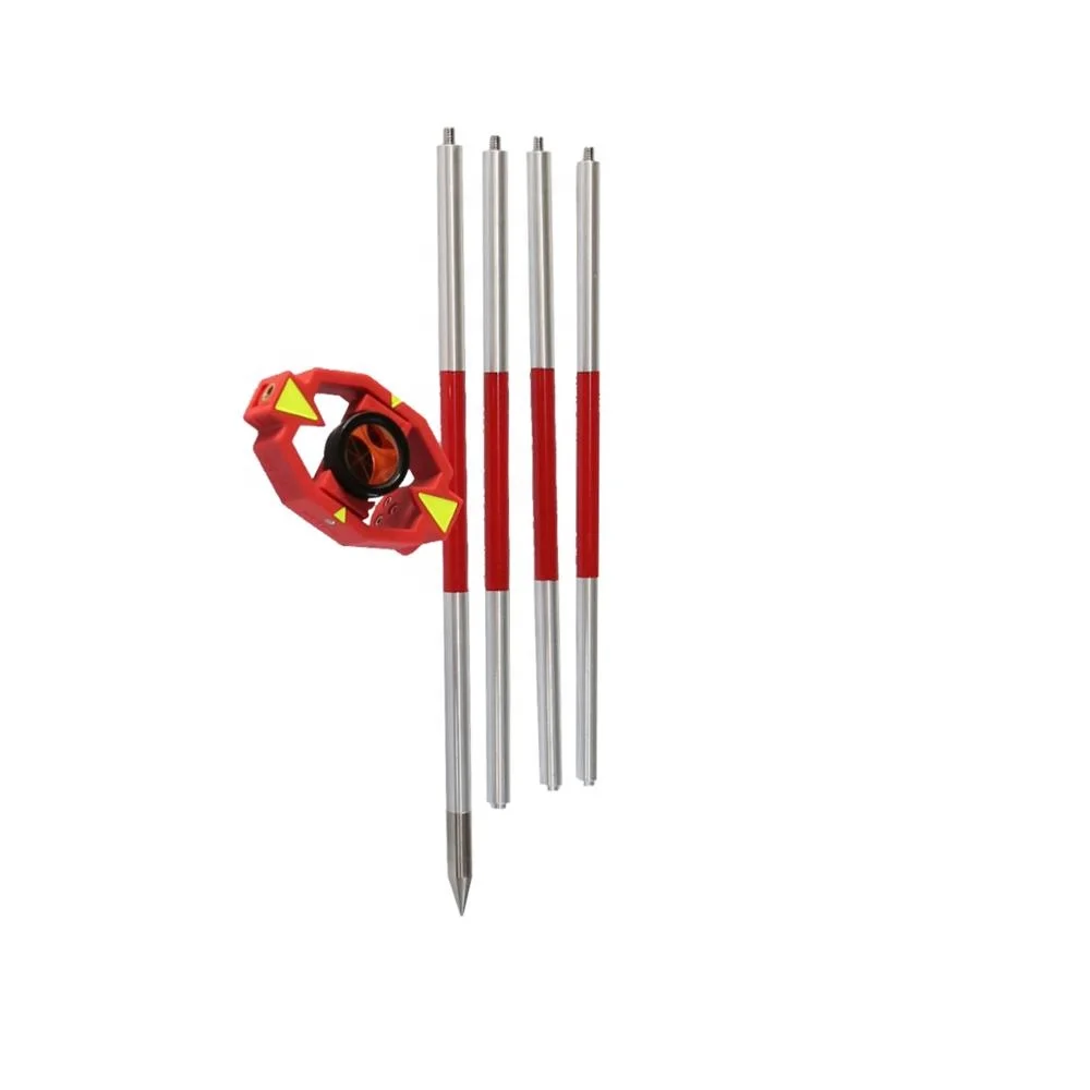 Cheap aluminium quick lock prism pole survey with mini prism telescopic pole