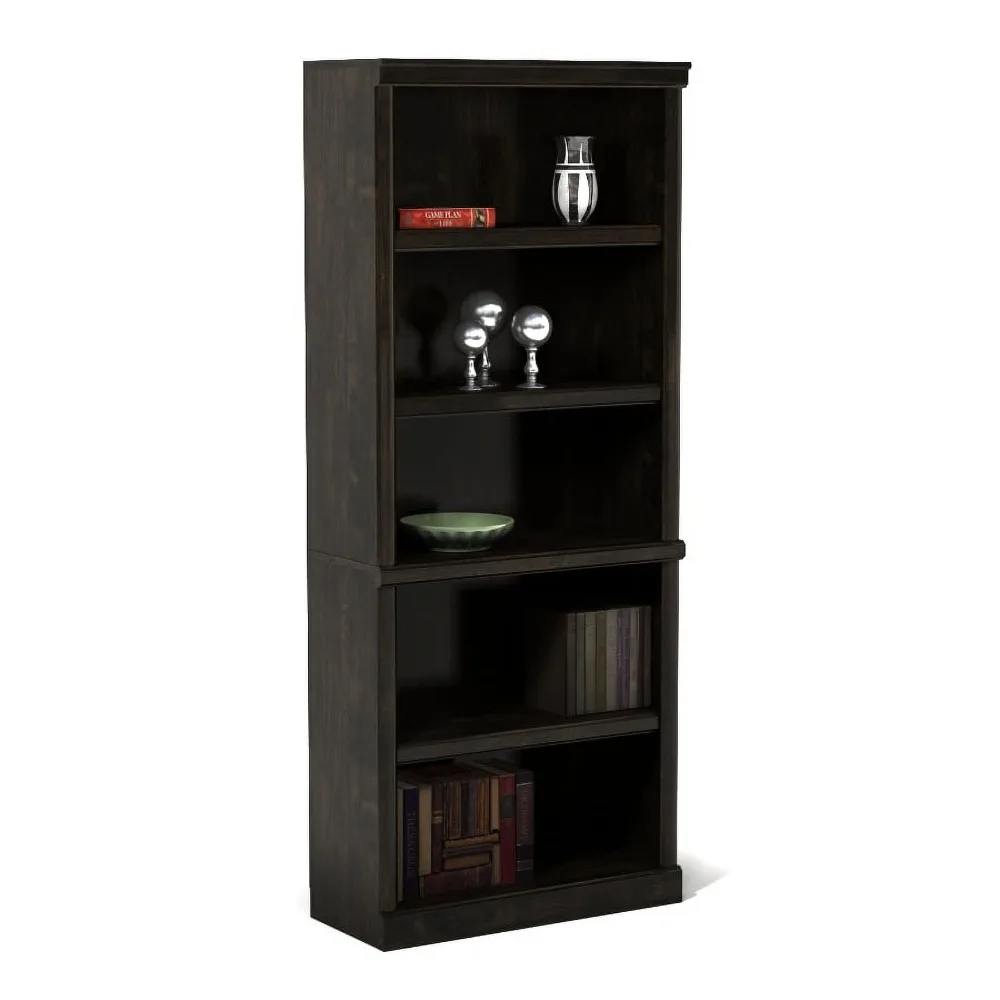 

71" 5 Shelf Bookcase Black Finish freight Free Storage Locker Living Room Furniture Home