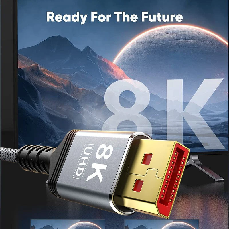 Nylon Braided Gold-Plated DisplayPort 8K Video & Audio Cable