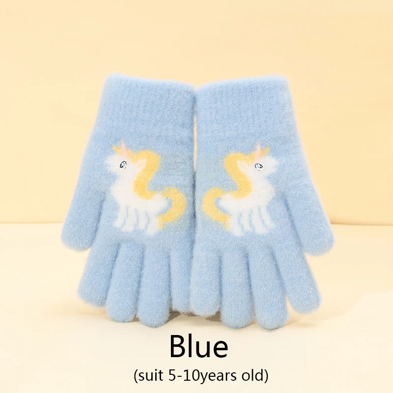 Cartoon Unicorn Cute Baby Warm Winter Children's Gloves Full Finger Boys Girls Mittens Gloves 5-10Years Old winter gloves baby mittens