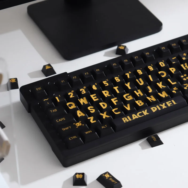 

GMK black gold large character 129 keys PBT keycaps Dye sublimation cherry profile compatible MC mechanical keyboard keycap 61