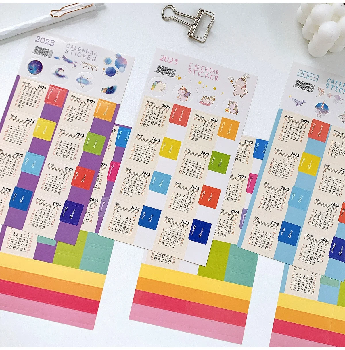 

2sheets 2024 Calendar Stickers Kawaii Notebook Journal Index Labels DIY Multifunction Classification Marks Planner Stickers