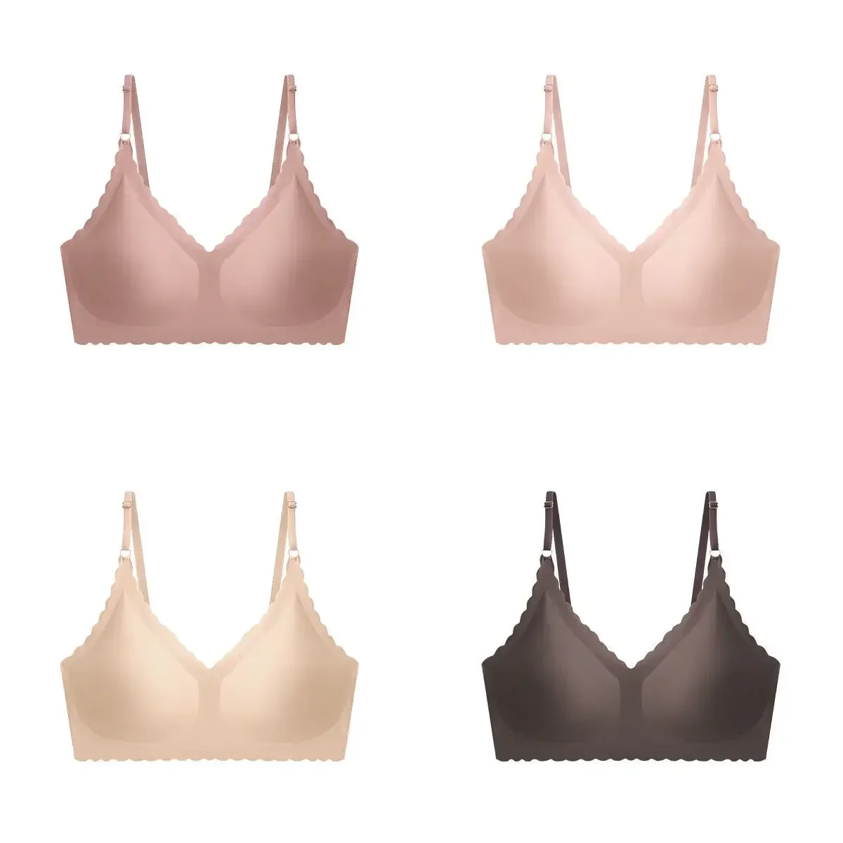 Bestseller 6 Farben Neue Eisseide Unterwäsche Komfortabler BH Drahtlos Gepolstert Wellenförmiger Rand Unsichtbare Yoga-BHs Nahtloser Damen-BH – Detail 5