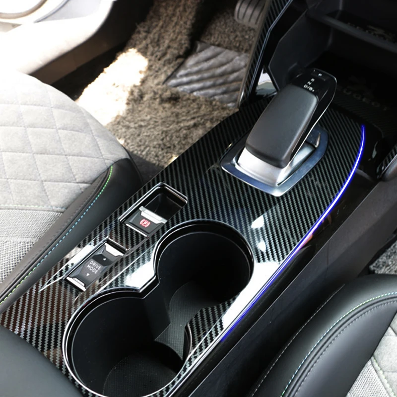 

Цветная наклейка из углеродного волокна на панель переключения передач центральной консоли автомобиля, декоративная наклейка для Peugeot 2008 E-2008 E2008 2020 2021 2022