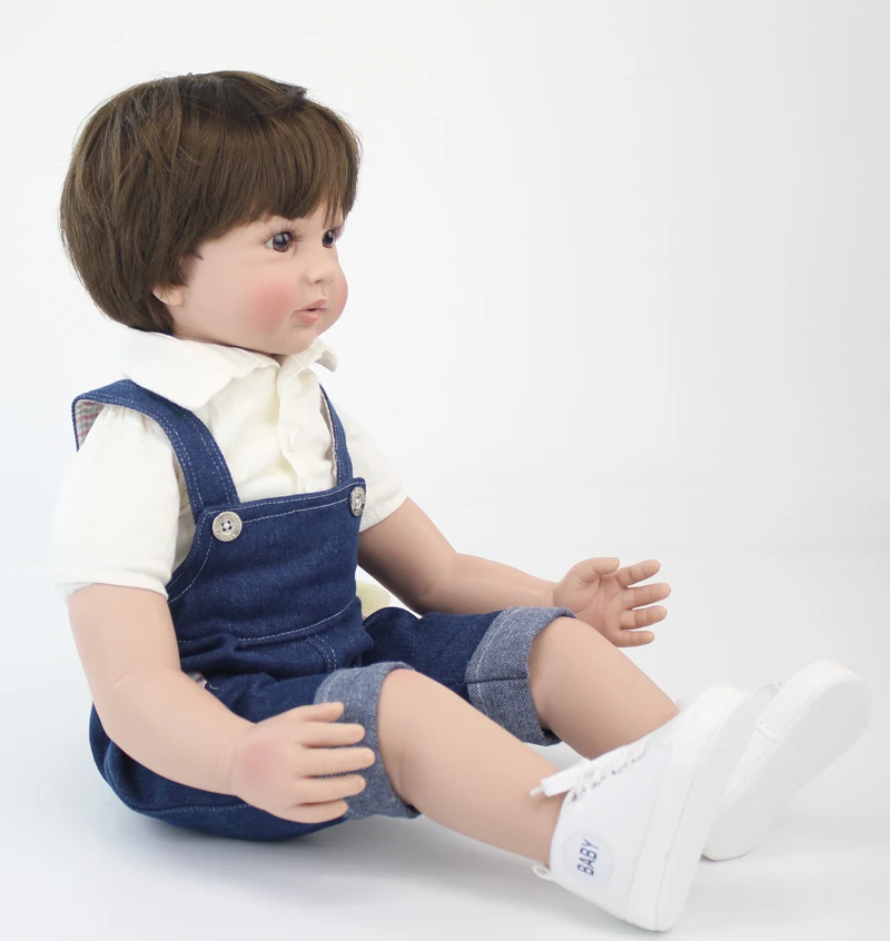 BZDOLL 60cm Reborn Toddler Boy Doll Silicone Vinyl Limbs 24inch Cute Baby Doll Cloth Body Birthday Gift Girls Play House Boneca 4
