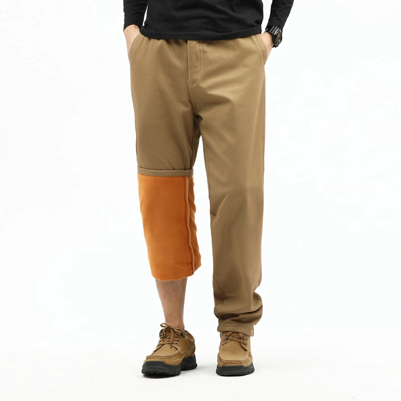 Thick Winter Pants Warm Trousers for Men Classic Style Business Fashion Regular Straight Casual Pants Male Khaki Green Black
