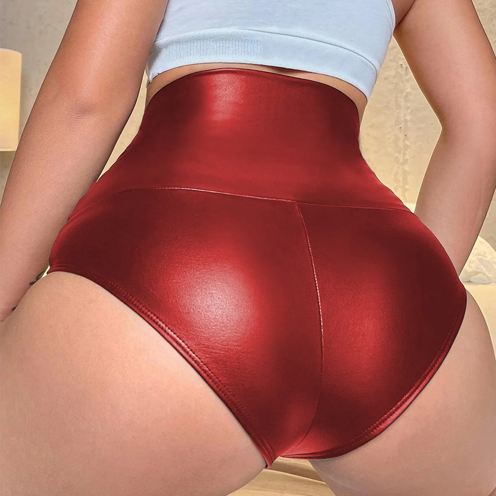 Women Lingerie Set Women Exotic PVC Pants Bondage High Waist Faux Leather Latex Fetish Wear Lingerie Party Clubwear Outfits Sexy Costumes Shorts