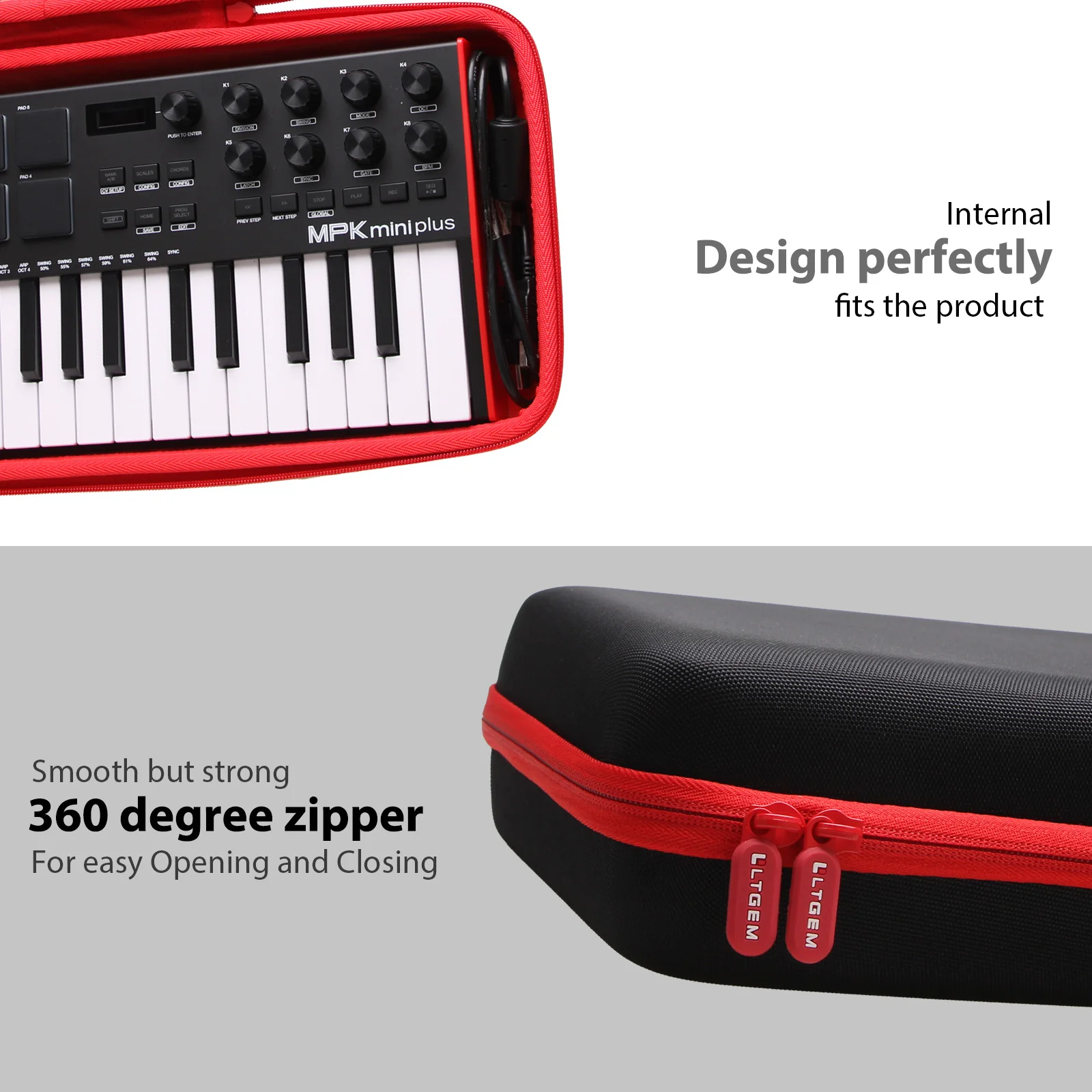 Rígido Eva para Controlador de Teclado Protetora Transportando Bolsa de Armazenamento Único Bolsa para Akai Professional Mpk Mini Plus Usb Midi Case - Image 4