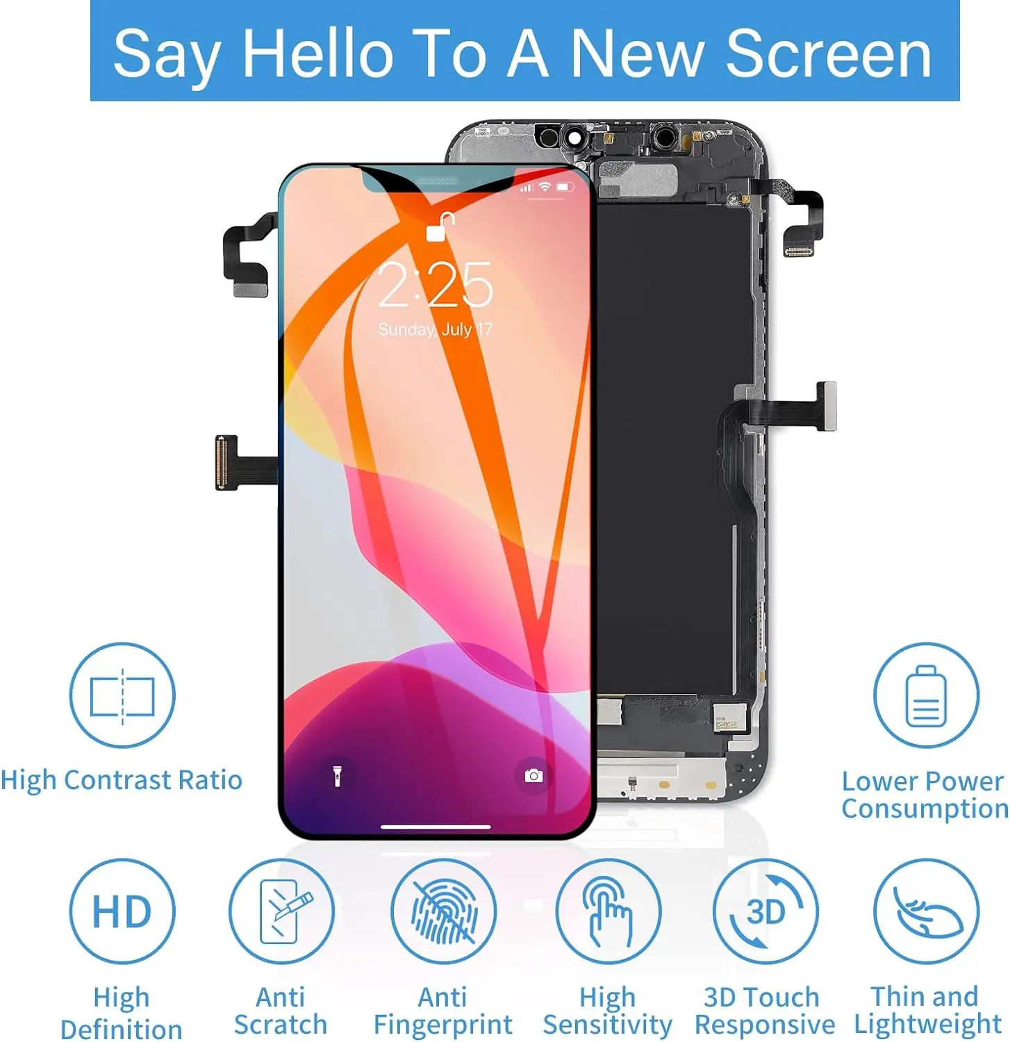 아이폰 12 프로맥스 LCD 디스플레이 터치 스크린 디지타이저 어셈블리, OLED 패널, 아이폰 12 프로맥스 LCD 교체, 3D 터치 트루