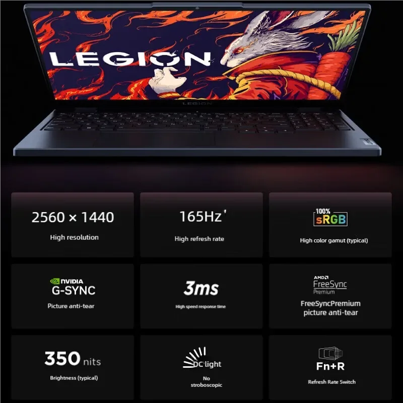레노버 리전 R7000 게이밍 노트북, 15.6 인치 2.5K 165Hz AMD R7-7735H 16 32G DDR5 1T 2TB SSD RTX4050 4060 게이밍 노트북 컴퓨터 PC
