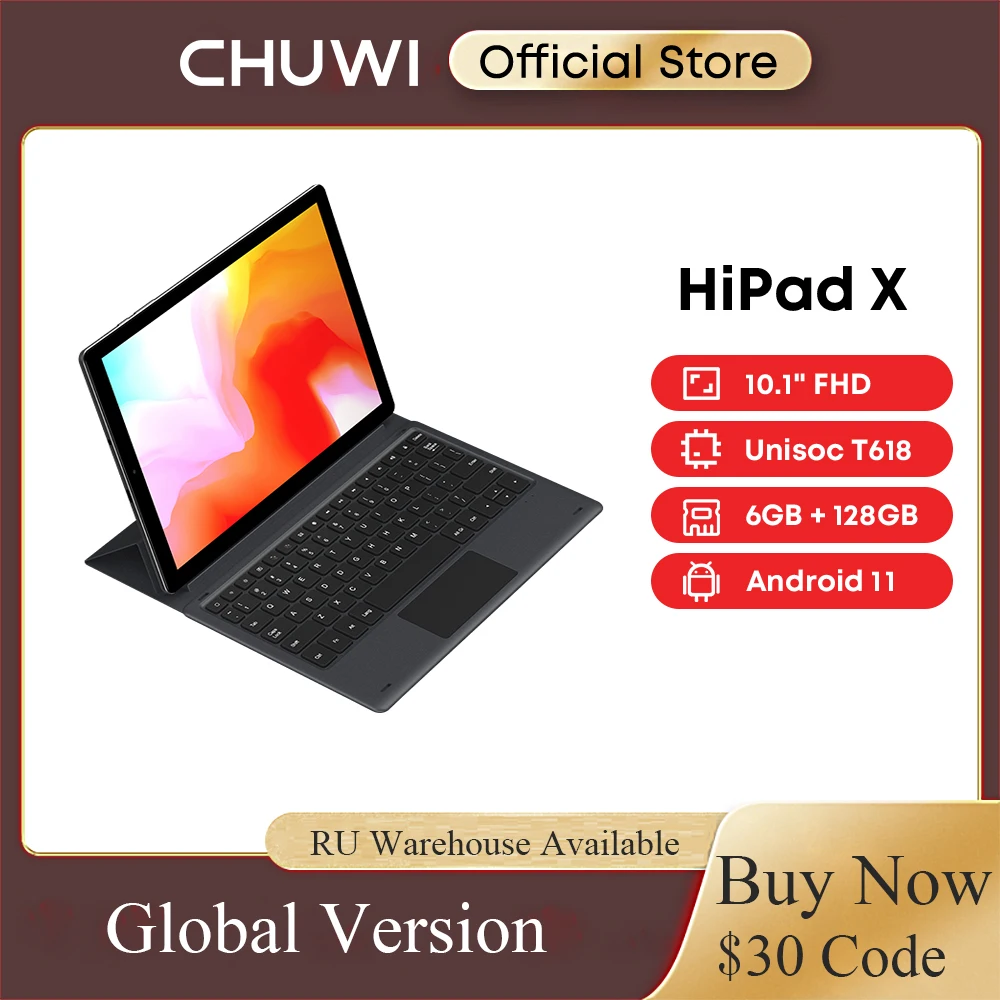 CHUWI HiPad X 10.1 Inch Android 11 Tablet PC Unisoc T618 Octa Core ARM Mali G52 GPU 6GB RAM 128G ROM Tablet 4G LTE GPS