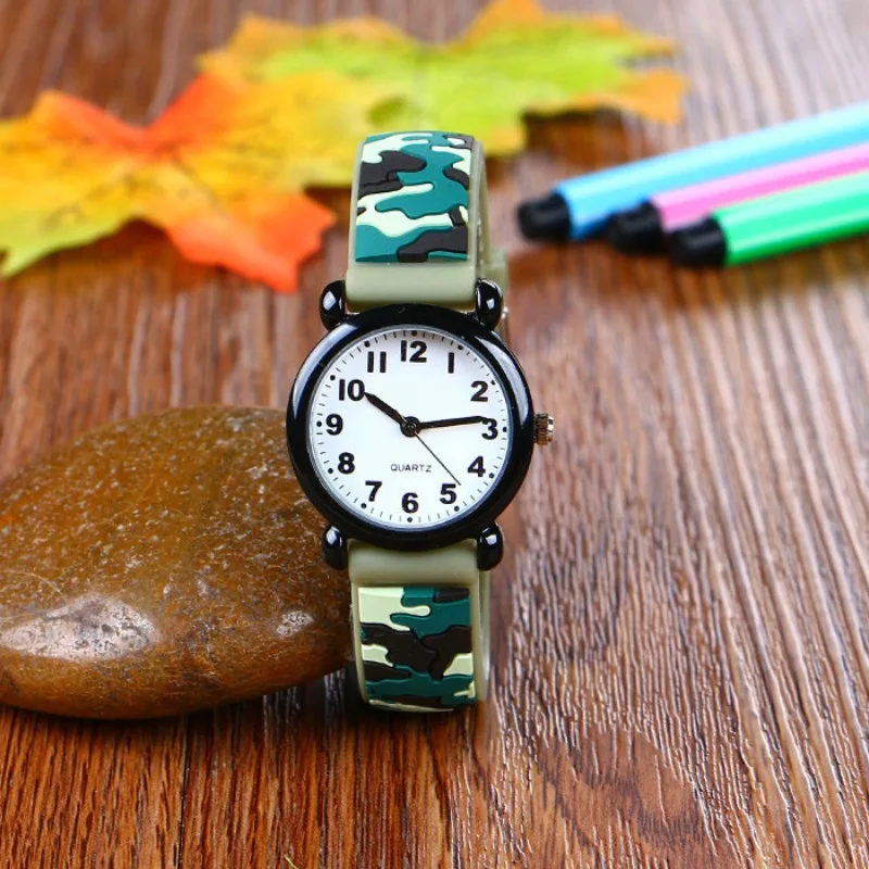 Cartoon camouflage men's student children's watch, children's trendy watch, quartz watch