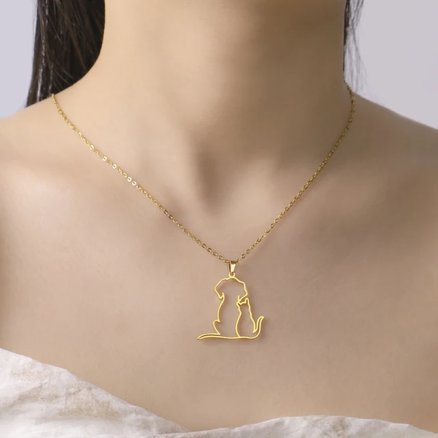 Cazador Cute Hugging Cats Kitten Necklace for Women Stainless Steel Animal Dog Pet Pendant Necklaces Jewelry Gift 2024 Trend 6