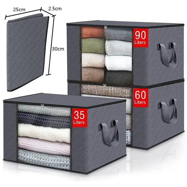 Sac de rangement pliable de grande capacité pour vêtements, sacs de rangement pour couvertures, conteneurs de rangement pour organiser les vêtements de placard de chambre à coucher 2