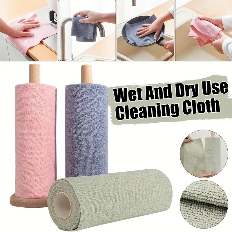 Large Reusable Fine Fiber Cleaning Cloth Roll – 50 Thick Towels for Kitchen, Windows, and Cars