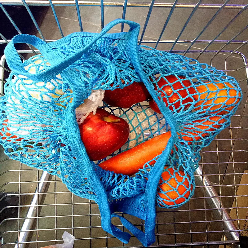 Eco-Friendly Reusable Cotton Mesh Shopping Tote Bag