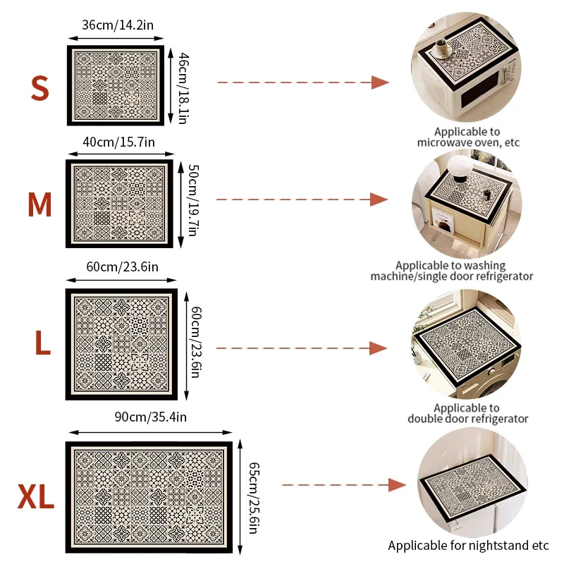 Retro Washing Machine Dust Proof Mat Refrigerator Dust Mats Kitchen Placemat Bathroom Rugs Dust-proof Drain Pad Coffee Table Pad washing machine cover absorbent table mat