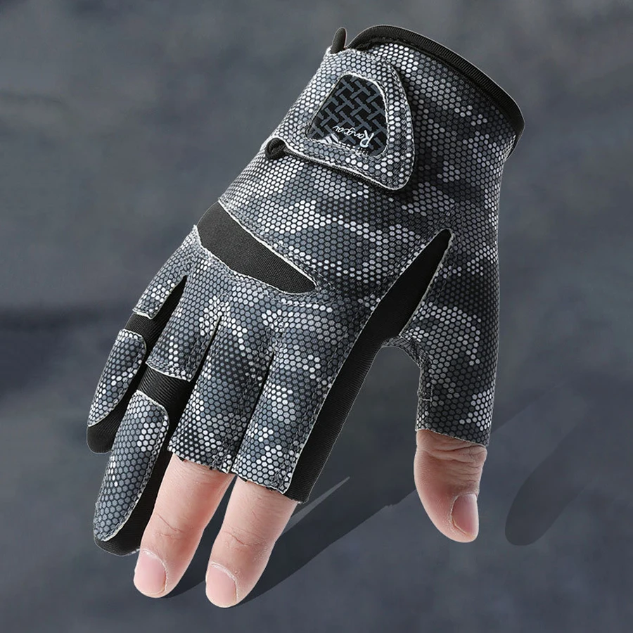 Gants pêche été homme anti-dérapants - Protection solaire 3 doigts respirants pour pêche à la mouche