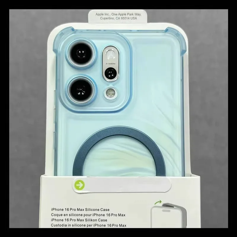Magnetic Wireless Charging Shockproof Translucent Phone Case with Airbag Protection