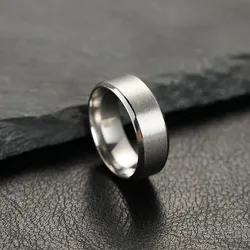 Elegant Matte Black Stainless Steel Ring - Fashion Charm Jewelry - 8 (Silver)