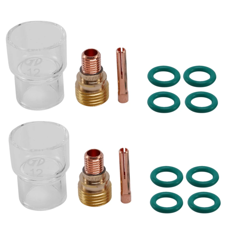 New-7Pcs/Set #12 Pyrex Glass Cup Kit Stubby Collets Body Gas Lens  Tig Welding Torch For Wp-9/ 20/ 25 Mayitr Welding Accessories