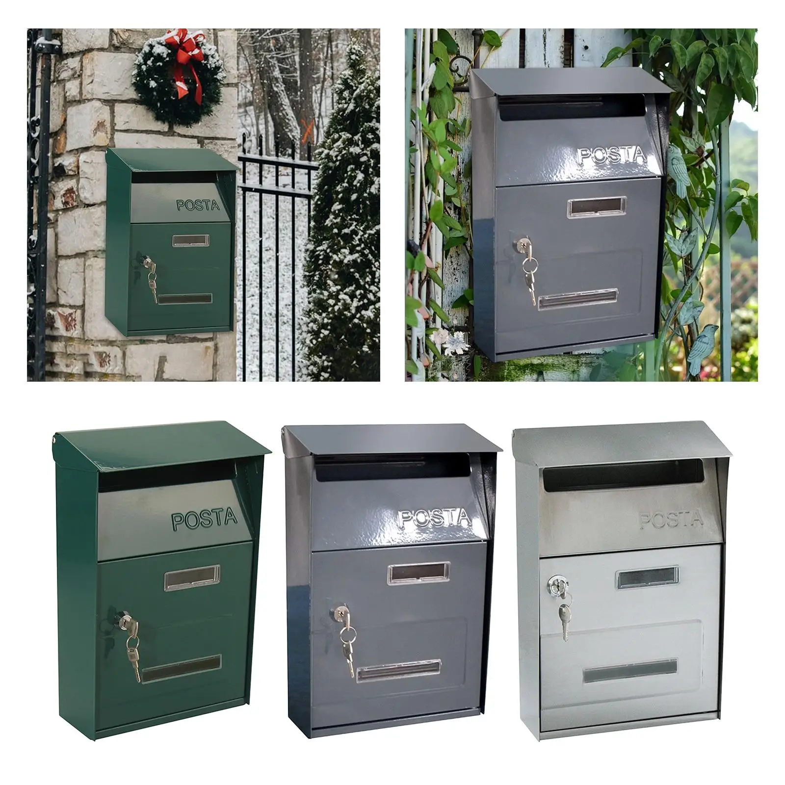 Wall Mounted Mailbox Wall Mounted Post Box Galvanised Zinc Alloy Outdoor Mailbox Lockable