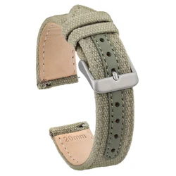 Durable Nylon Sports Watch Strap - Army Green Wristband Belt - Universal Replacement - Comfortable Fit - 22mm (Military Green Nylon)