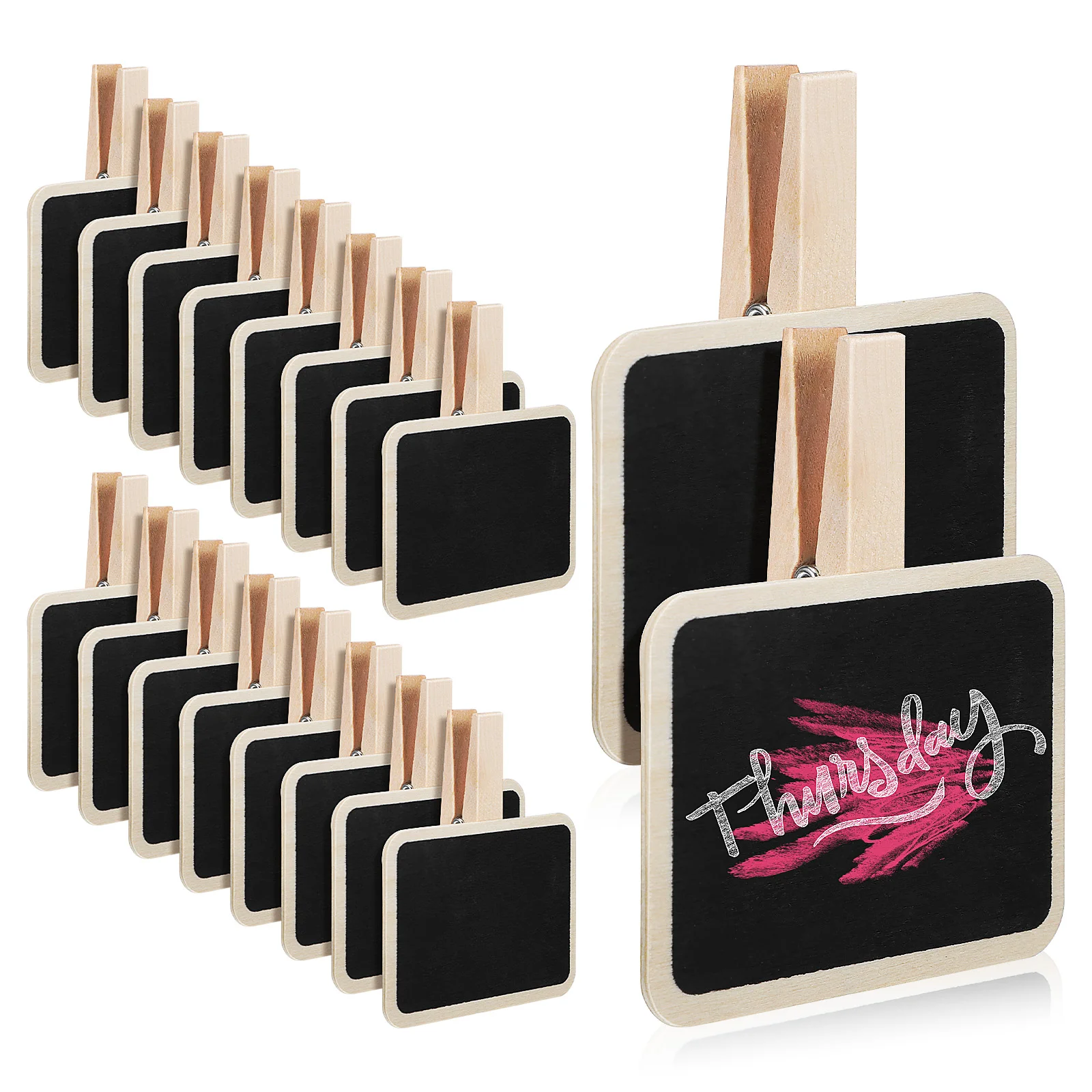 

20 Pcs Wooden Clips Photo Clips Chalkboard Labels Merchandise Tags Signs Food Labels For Party Buffet