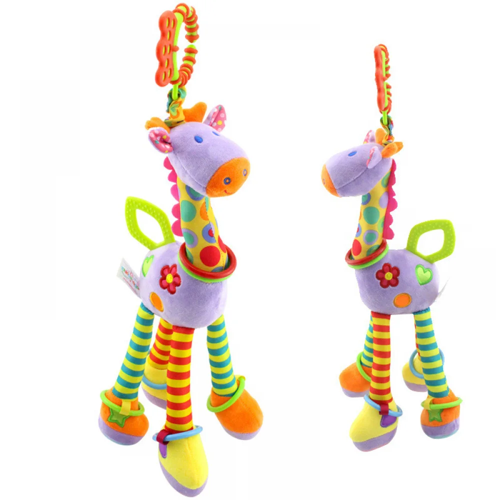 Baby Toys Rattles Giraffe Animal Caterpillar Stroller Hanging Handbells Plush Infant Educational Teether Newborn Toddler Gifts 6
