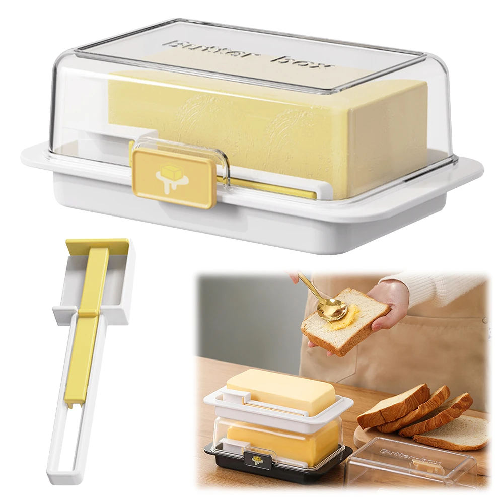 1PCS Butter Box Lid Rectangular Cheese Storage Box Multifunctional Plastic Butter Holder Tray for Refrigerator Door Shelf