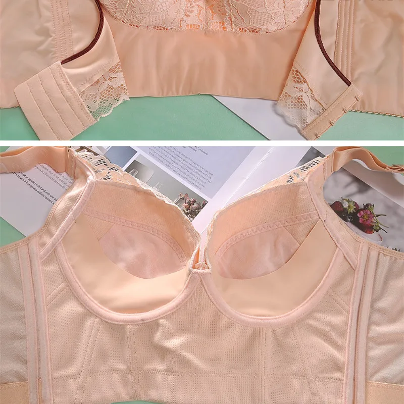 Sexy Push Up Bra Wire Free Bras Lace Womens Lingerie Plus Size Bras for Women Underwear Brassiere Backless Bra Fox Gathered Bra