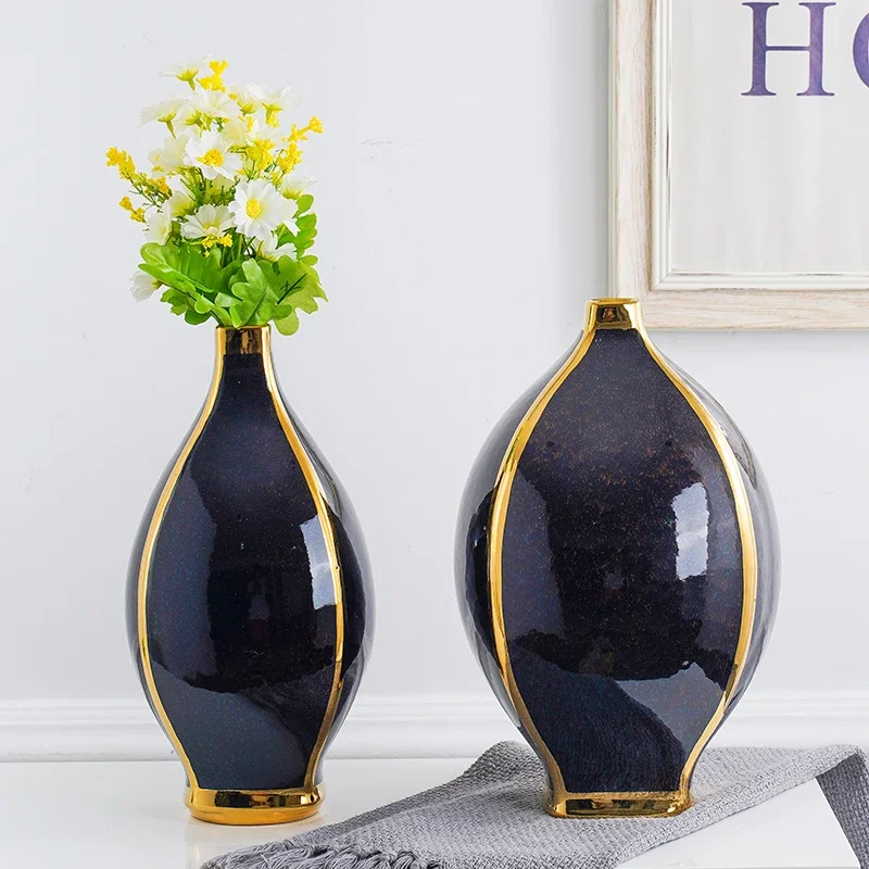 

Modern Home Furnishings Ceramic Vase Two-piece Suit Living Room Decorative Ornaments Desktop Flower Arrangement Hydroponic Vase