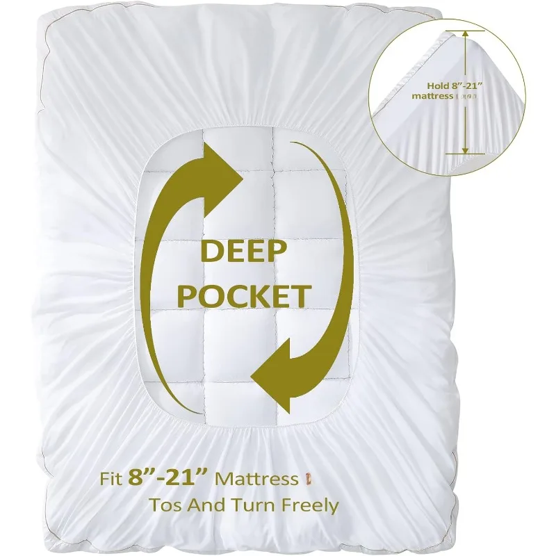 Mattress Topper Queen size, Cooling Mattress Pad Cover , Extra Thick 5D Snow Down Alternative Overfilled Plush Pillow Top
