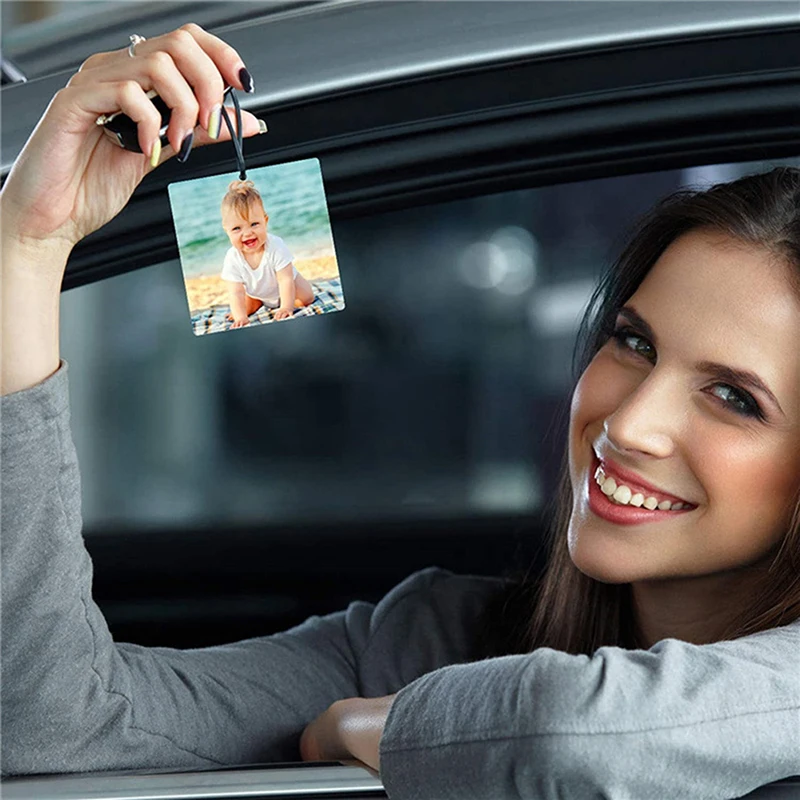 

30 Pcs Sublimation Blank Air Freshener Sheets with Elastic Cord Felt Key Chain