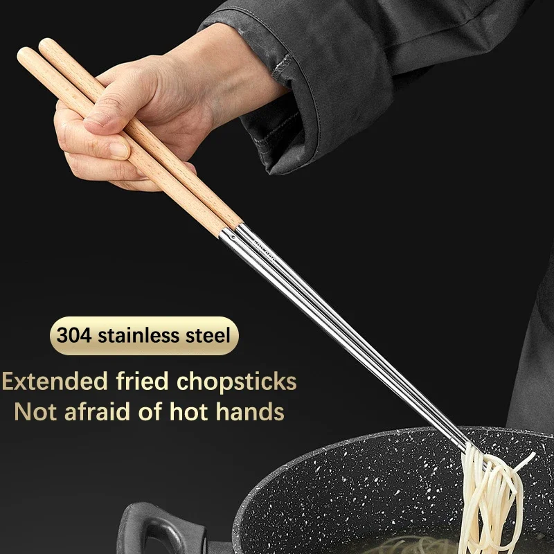 Stainless steel chopsticks long cook noodles deep fried hot pot Chinese reusable metal tableware
