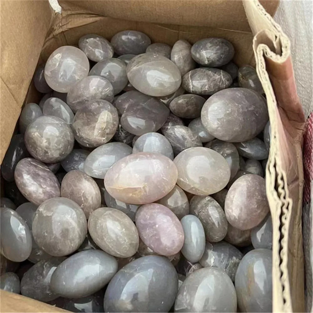 Gemstone Healing Spiritual Crystals Crafts Natural Blue Rose Quartz Crystal Palm Stones For Feng Shui Decor 5
