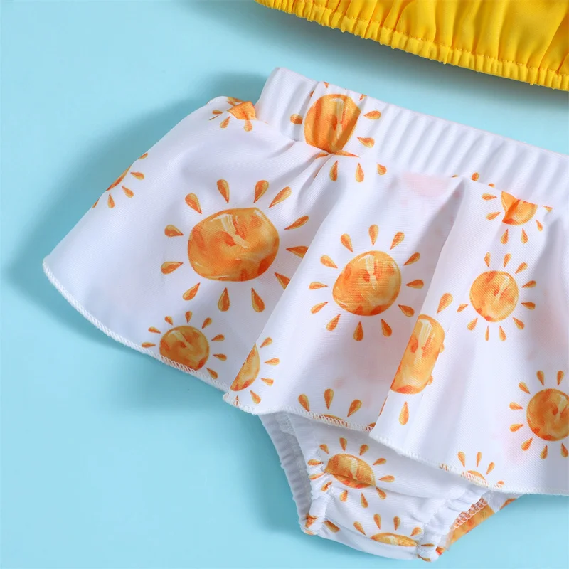 Summer Swimwear Suit Girls Sweet Swimsuit Set Kids Bow Swimming Costume Two Piece Children's New Casual Beachwear 7M-4 Years 6