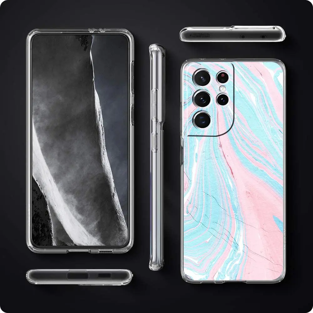 Rose Gold Pink Marble Clear Soft Phone Case Cover
