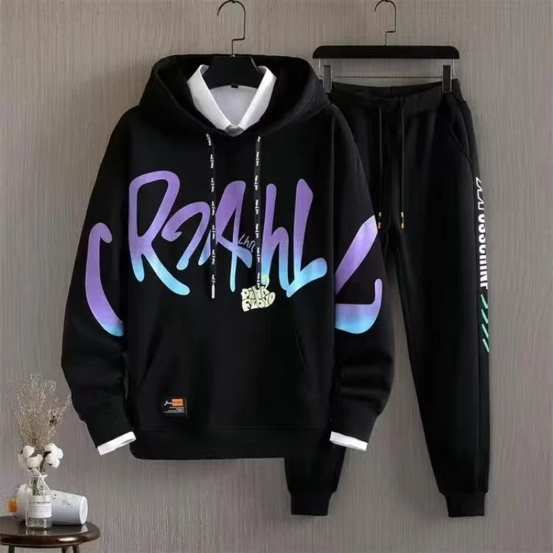 

2022 Spring Autumn Men's Sets Print Tracksuit Men 2 Pieces Set Hoodies+Sweatpants Hip Hop Fashion Men Clothing Jogging Sets Men
