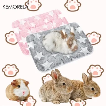 KEMORELA 2 pezzi tappetino per animali domestici morbido caldo stella grigia zampa design con stampa per porcellino d'India criceto coniglio tappetino per animali grandi e piccoli