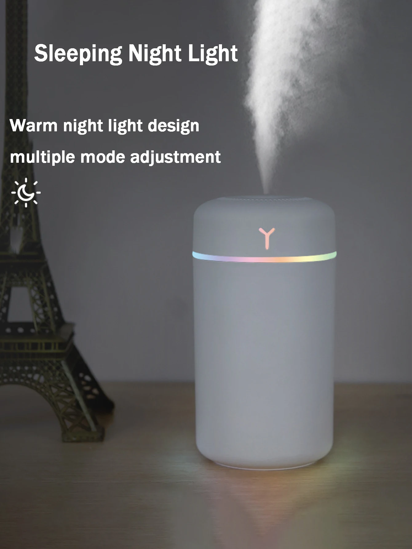 Portable Car Humidifier Mini Humidifier USB Ambient Light Desktop Colourful Ambient Light Timing Function