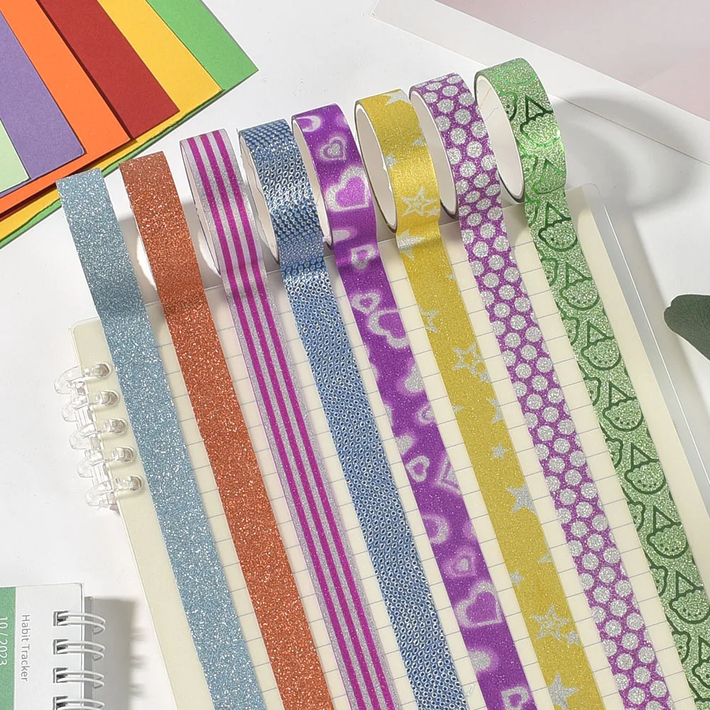50 Rolls Random Design Glitter Washi Masking Tape Set Decorative Craft Tape Collection for DIY and Gift Wrapping 5