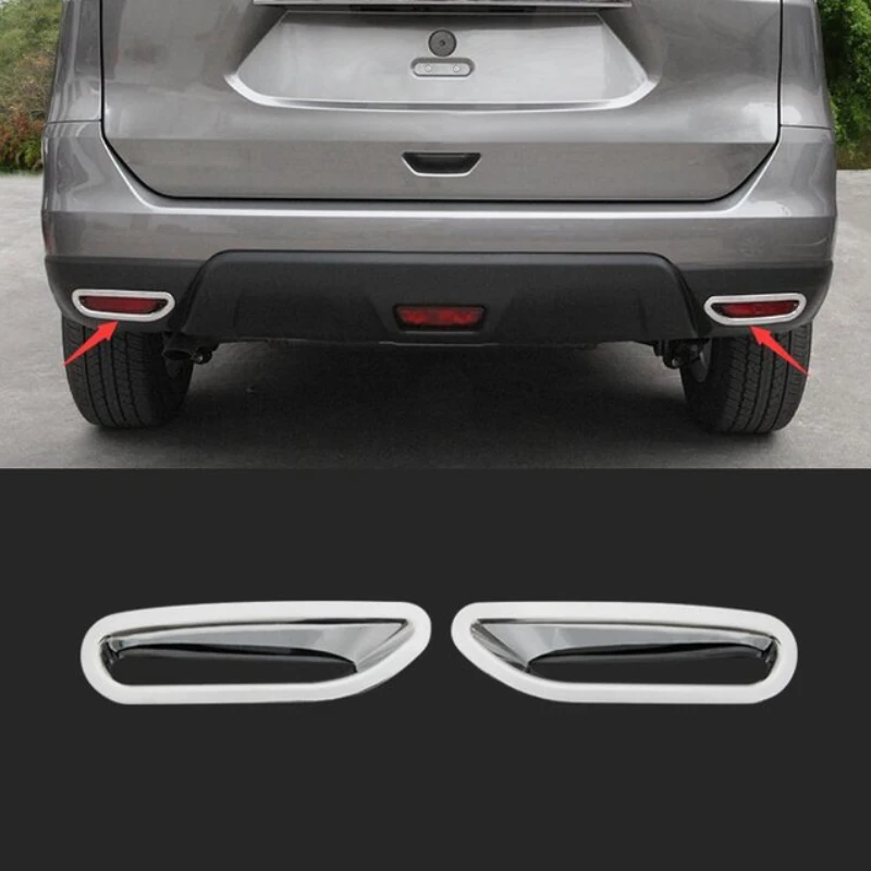 Chrome Rear Fog Lamps Back Fog Light Trim Brake Lights Cover for Nissan X-trail Xtrail Rogue 2014 2015 2016 1