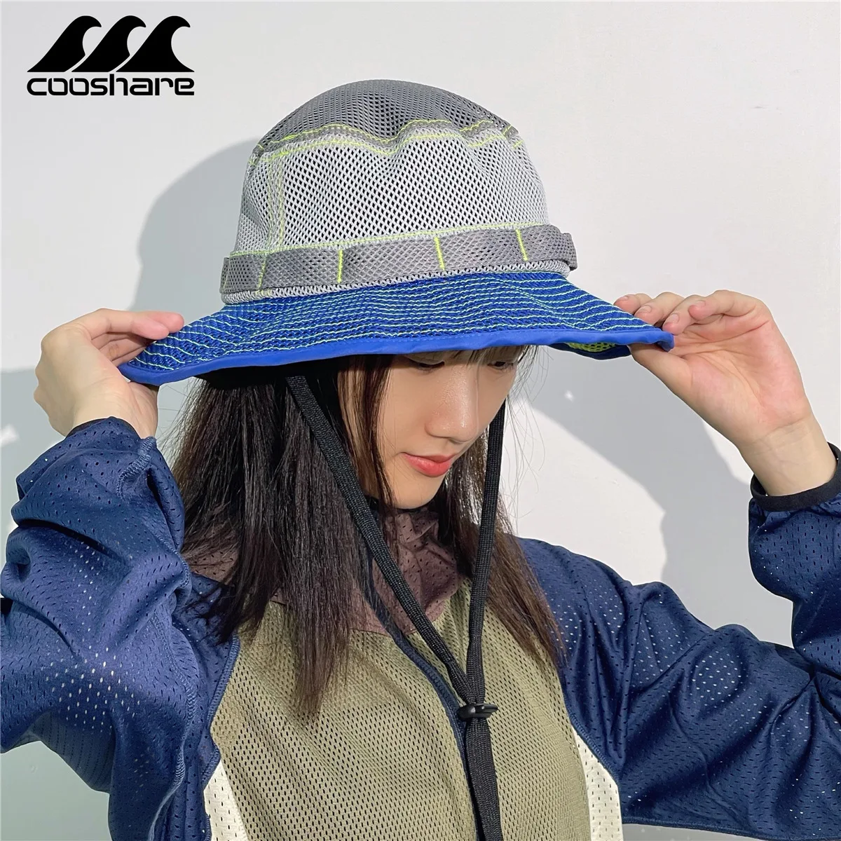Summer Sports Breathable Mesh Color Blocking Fisherman's Hat Beach Hiking Mountaineering Hat Outdoor Sun Protection Camping
