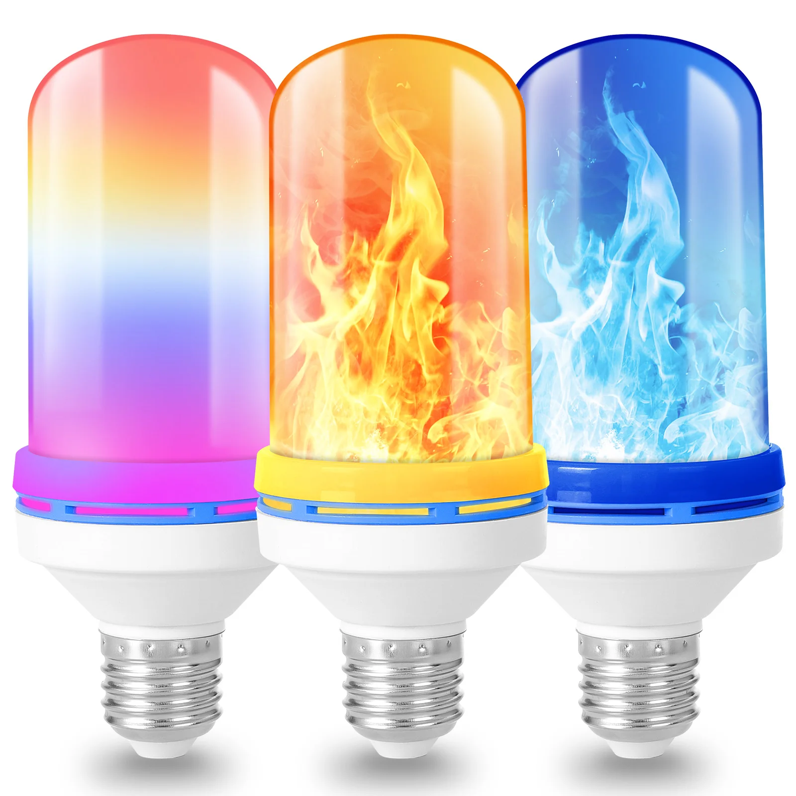 E27 Fire Flame LED Light Bulbs 4 Modes Flicker Burning Effect Lamp AC85V-265V 5W Dynamic Flame Corn Lights Home Lighting Decor